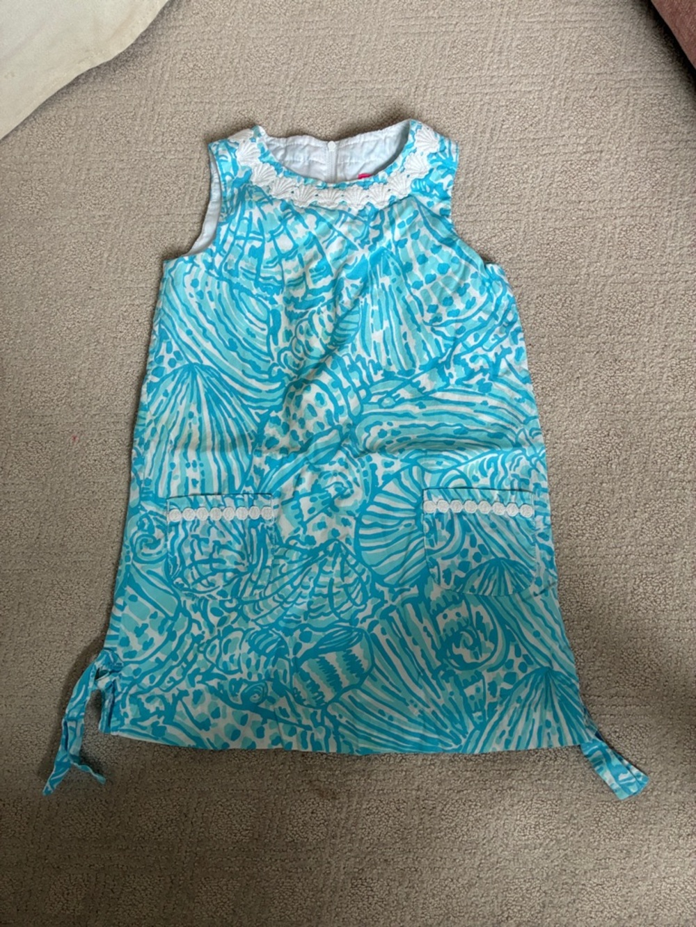 Lilly Pulitzer Girls Aqua & White Shell Print Sundress